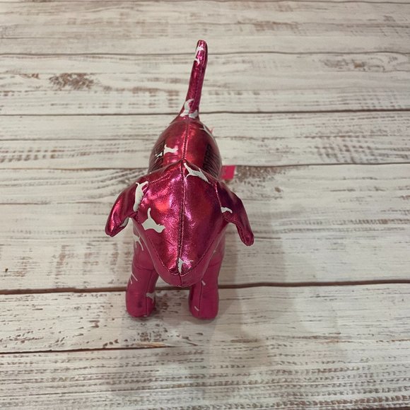 Victoria's Secret PINK Iconic Dog Print Metallic Shiny Pink Stuffed Mini Dog - Picture 4 of 5